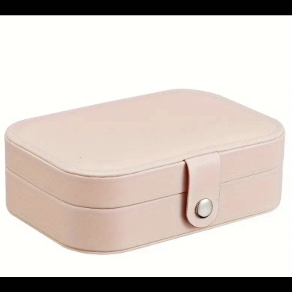 Traveling  Jewelry Box Light Pink  Faux Leather Snap Closure